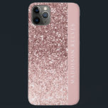 Girly Rose Gold Glitter Blush Monogram iPhone 11 Pro Max Case<br><div class="desc">Trendy monogrammed design. Classy and fashionable this case makes the perfect accessory. Add your custom wording to this design by using the "Edit this design template" boxes on the right hand side of the item, or click the blue "Customize it" button to arrange the text, change the fonts and colours...</div>
