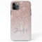 Girly Rose Gold Glitter Blush Monogram Name