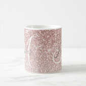 Girly Rose Gold Glitter Blush Monogram Name Coffee Mug (Center)