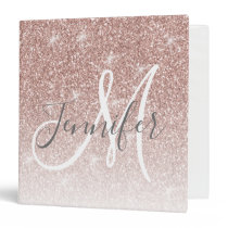 Girly Rose Gold Glitter Blush Pink Monogram Name 3 Ring Binder Girly Rose Gold Glitter Blush Pink Monogram Name 3 Ring Binder
