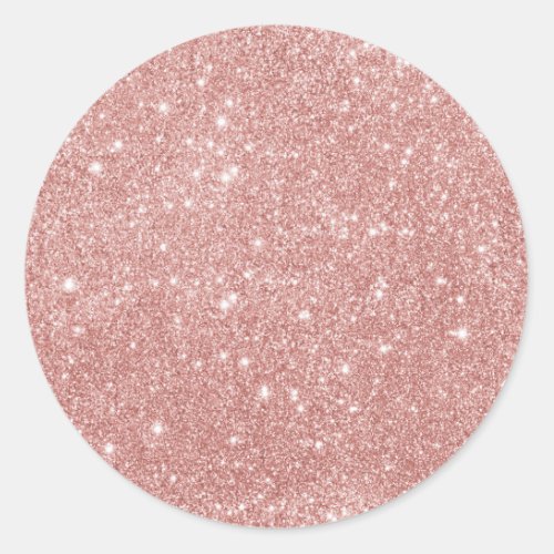 Girly Rose gold Glitter  Classic Round Sticker