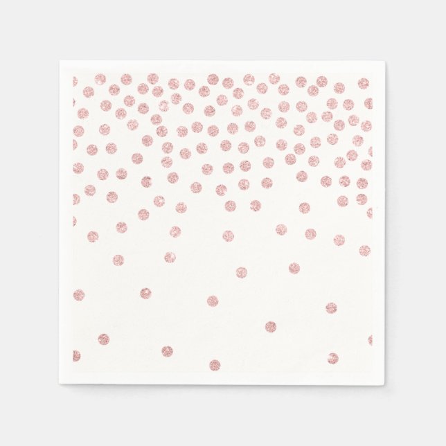 girly rose gold glitter confetti polka dots napkins (Front)
