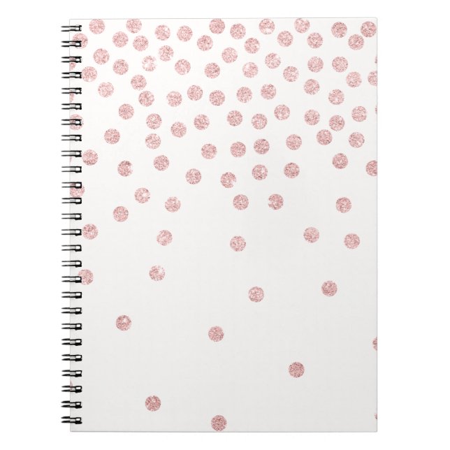 girly rose gold glitter confetti polka dots notebook (Front)