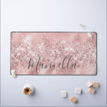 Girly Rose Gold Glitter Custom Name Monogram Desk Mat<br><div class="desc">Trendy Girly Rose Gold Glitter Custom Name Monogram Desk Mat</div>