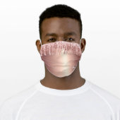Girly Rose Gold Glitter Drip Foil Monogram Adult Cloth Face Mask (Worn)