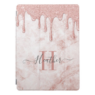Girly Rose Gold Glitter Drips iPad Pro Cover