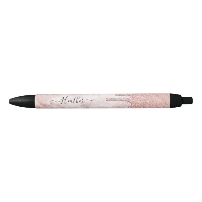 Girly Rose Gold Glitter Drips Pen (Front)