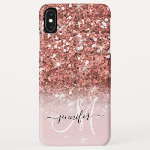 Girly Rose Gold Glitter Glam Sparkles Name iPhone XS Max Case