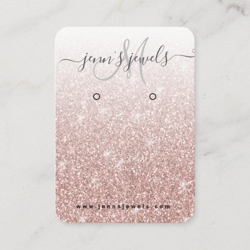 Girly Rose Gold Glitter Jewelry Earring Display Business Card