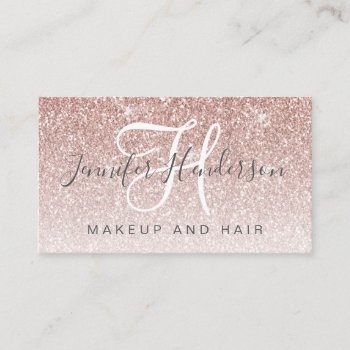 Girly Rose Gold Glitter Makeup Artist Hair Salon Business Card by epclarke at Zazzle