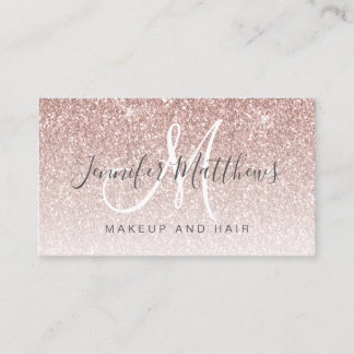 Girly Rose Gold Glitter Makeup Hair COVID Safe Business Card