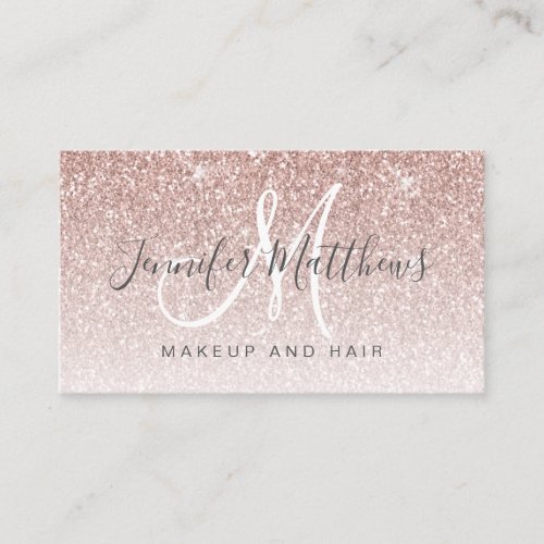 Girly Rose Gold Glitter Makeup Hair COVID Safe Business Card