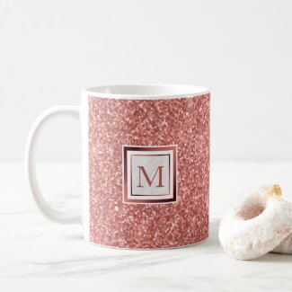 Girly Rose Gold Glitter Monogram