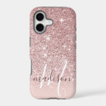 Girly Rose Gold Glitter Monogram Name iPhone 17 Case<br><div class="desc">Girly Glitter Monogram Name Case. This design is accented with a faux glitter texture. Personalize this custom design with your own name and monogram initial.</div>