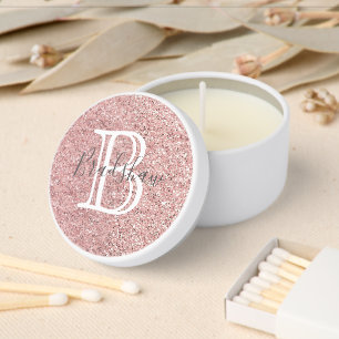 Girly Rose Gold Glitter  Name  Mini Candle Favors