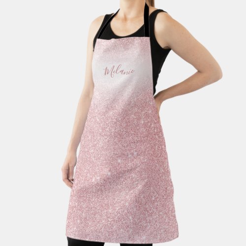Girly Rose Gold Glitter Ombre Personalized Apron