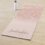 Girly rose gold glitter ombre pink monogrammed yoga mat