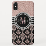 Girly Rose Gold Glitter Sparkle Monogram Name Iphone Xs Max Case at Zazzle