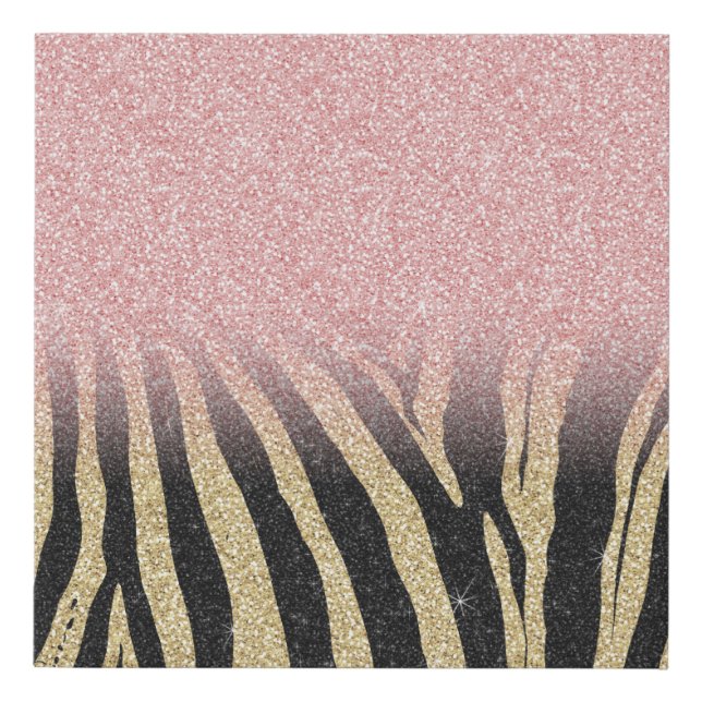 Girly Rose Gold Glitter Sparkles Black Zebra Print (Front)