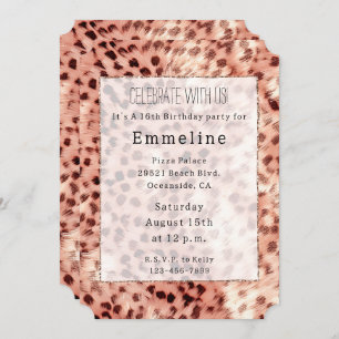 Girly Rose Gold Leopard Print Invitation