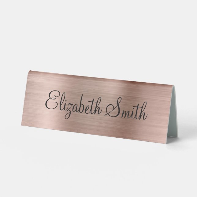 Girly Rose Gold Metallic Table Tent (Front)