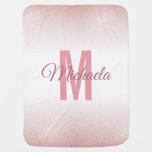 Girly Rose Gold Modern Chic Monogram Elegant Baby Blanket