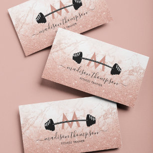 Girly Rose Gold Personal Trainer Business Card