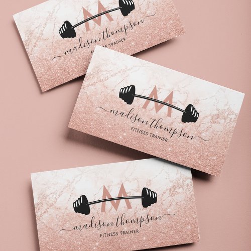 Girly Rose Gold Personal Trainer Business Card