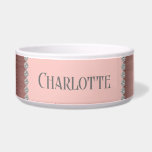 Girly Rose Gold Personalized Dog Cat Pet Bowl<br><div class="desc">Chic and girly faux rose gold and diamond design that is easily personalized with your pets name.</div>