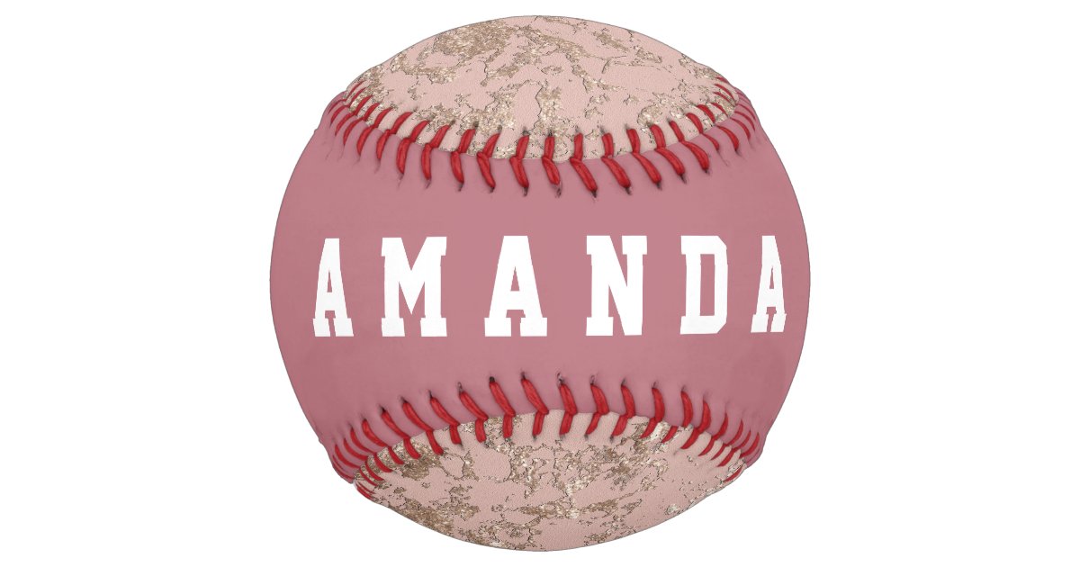 Girly Rose Gold Personalized Softball | Zazzle