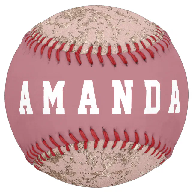 Girly Rose Gold Personalized Softball | Zazzle