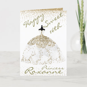 Girly Rose Gold Personalized Sweet 16th Birthday C Card