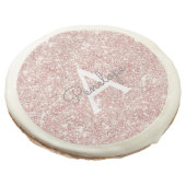 Girly Rose Gold Pink Glitter Sparkle Monogram Sugar Cookie (Angled)