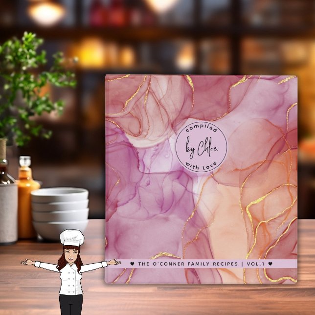 Girly Rose Gold Pink Marble  3 Ring Binder (Girly Rose Gold Pink Marble 3 Ring Binder)