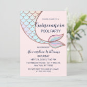 Girly Rose Gold Pink Mermaid Tail Quinceañera Invitation (Standing Front)