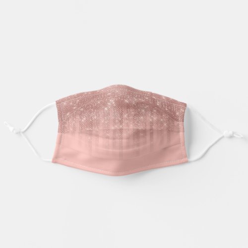 Girly Rose Gold Pink Stripe Glitter Ombre Safety Adult Cloth Face Mask