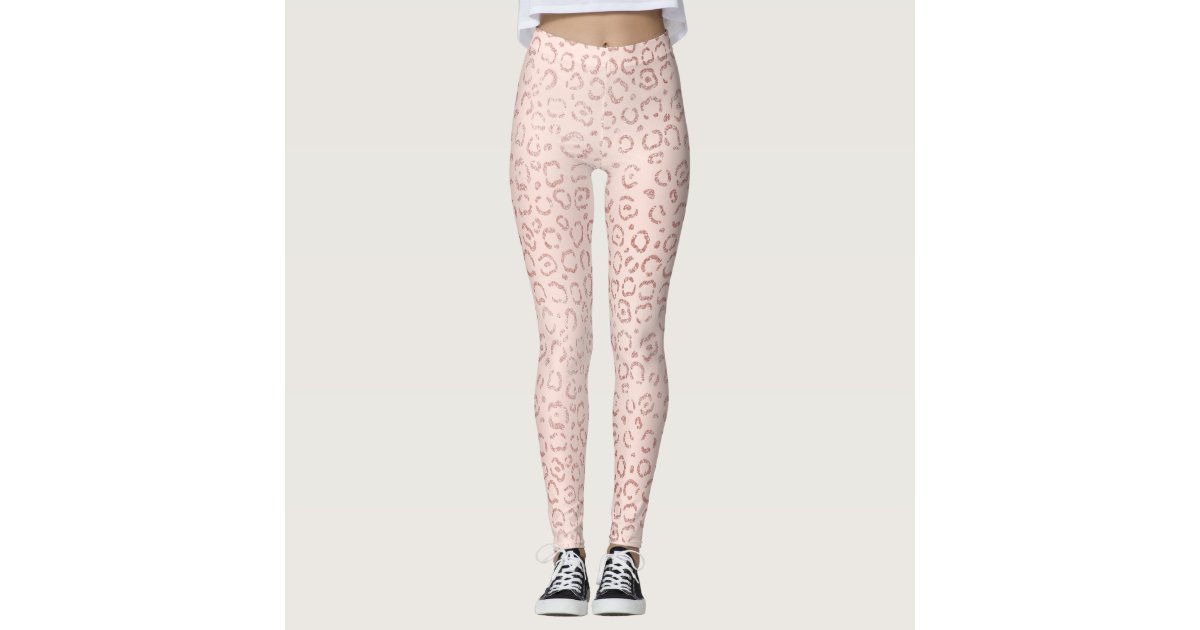 Girly Rose Gold Pink Trendy Leopard Cheetah Print Leggings