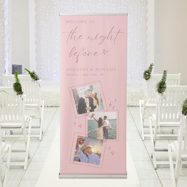 Girly Rose Gold Rehearsal Dinner Welcome Retractable Banner (Creator Uploaded)