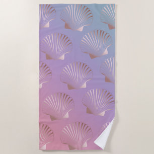 Girly rose gold seashell pattern colorful gradient beach towel