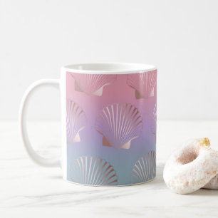 Girly rose gold seashell pattern colorful gradient coffee mug