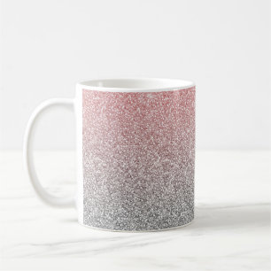 Girly Rose Gold Silver Glitter Ombre Design Coffee Mug