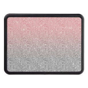 Girly Rose Gold Silver Glitter Ombre Design Hitch Cover