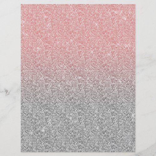 Girly Rose Gold Silver Glitter Ombre Design Letterhead