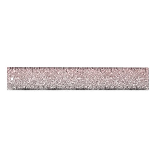 Girly Rose Gold Silver Glitter Ombre Design Ruler