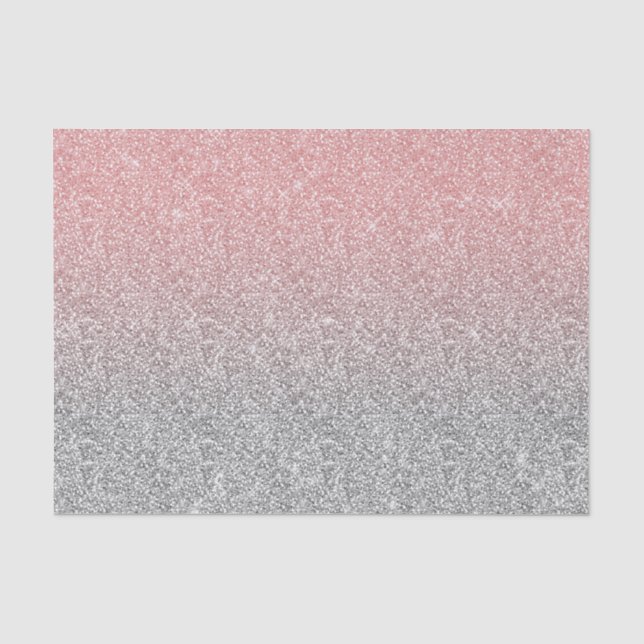 Girly Rose Gold Silver Glitter Ombre Design Tissue Paper (Front)