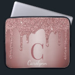Girly Rose Gold Sparkle Glitter Drips Monogram Laptop Sleeve<br><div class="desc">Girly Rose Gold Sparkle Glitter Drips Monogram laptop sleeve with our trendy faux glitter drips in blush pink/rose gold. Designed by Cedar and String. To personalize further, please click the "customize further" link and use the design tool to modify the design. If you need assistance or matching items, please contact...</div>