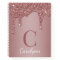 Girly Rose Gold Sparkle Glitter Drips Monogram