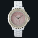 Girly Rose Gold Sparkle Glitter Drips Monogram Watch<br><div class="desc">Girly Rose Gold Sparkle Glitter Drips Monogram Watch with fashion faux blush pink/rose gold glitter drips on a chic background with your custom monogram and name. Please contact us at cedarandstring@gmail.com if you need assistance with the design or matching products.</div>