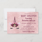 Girly Rose Gold Sparkle Unicorn Baby Shower Invitation (Front)