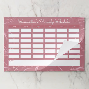 Girly Rose Gold Weekly School Schedule  Paper Pad
